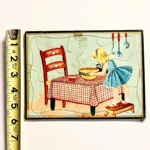 Set 4 Vtg Child's Inlay Puzzles (5.5" x 7.5", Est. 1950s) ~ Goldilocks & 3 Bears - Picture 5 of 12